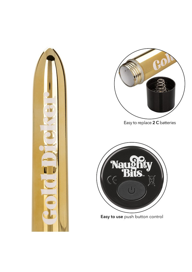 CalExotics Naughty Bits Gold Dicker Personal Vibrator