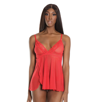 Trim Babydoll and Thong - Plus Size Queen Size