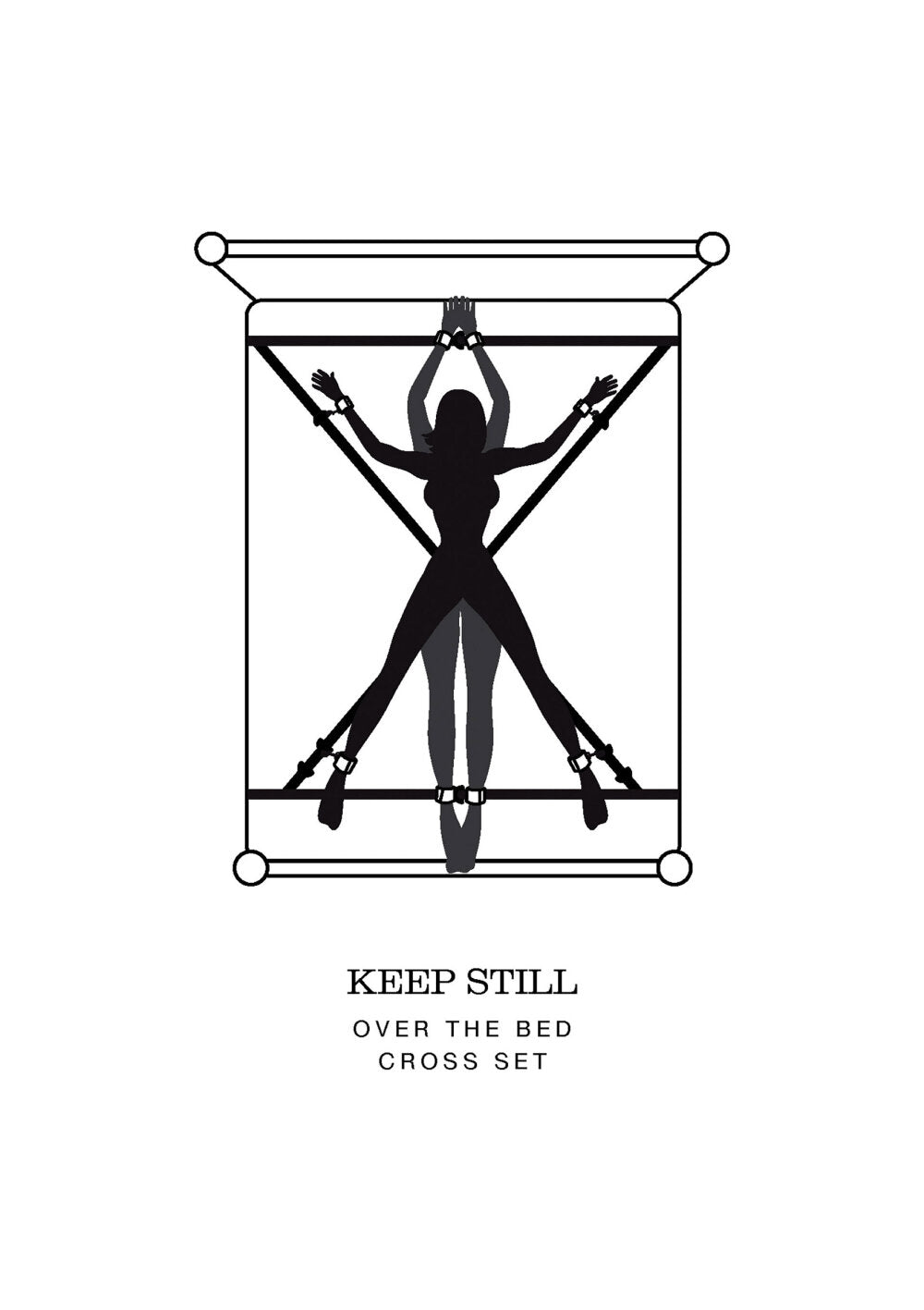 Fifty Shades of Gray Keep Still Over the Bed Cross Restraint Silver