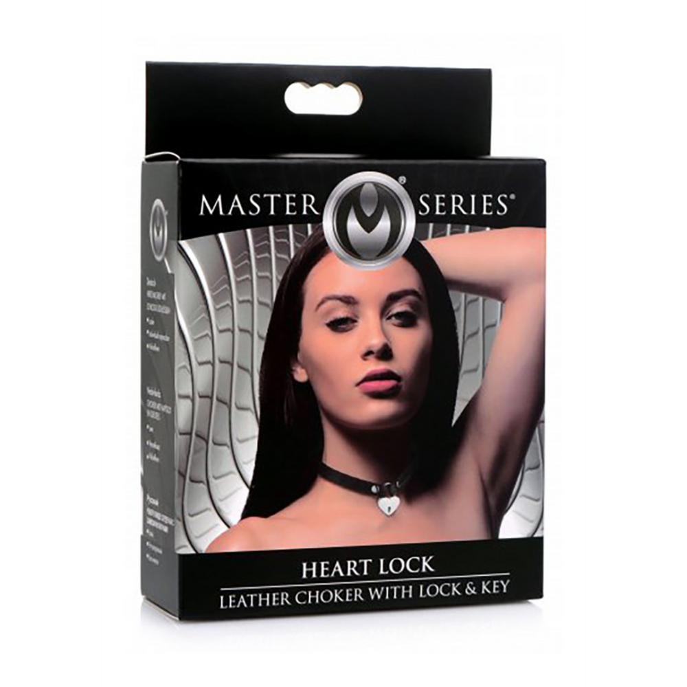 Leather Heart Lock Choker with Keys
