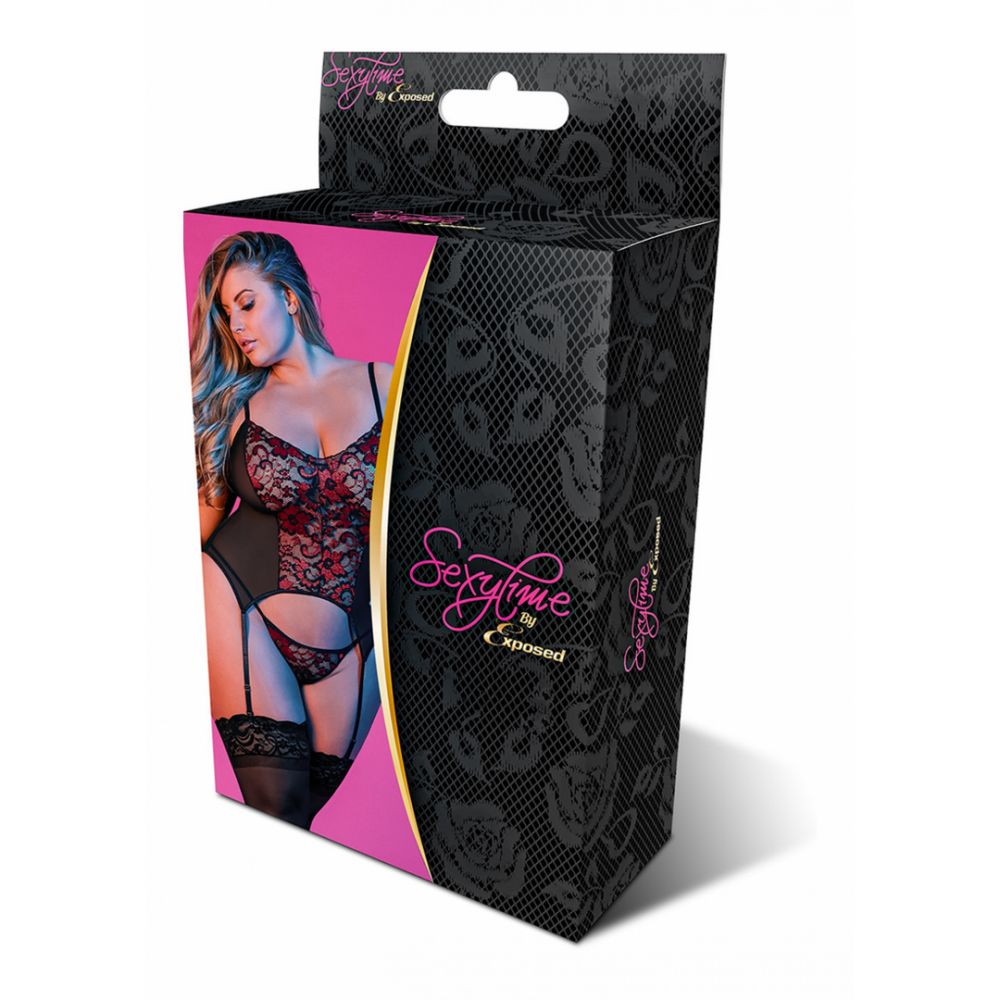 Merry Widow and G-String Set - 2X - Black